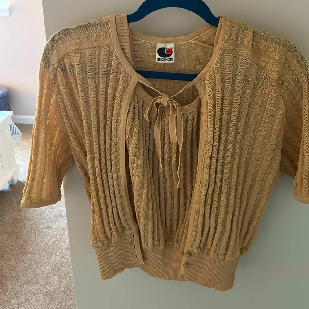 Bode Strickmode light mustard sweater set . Like new except one button missing